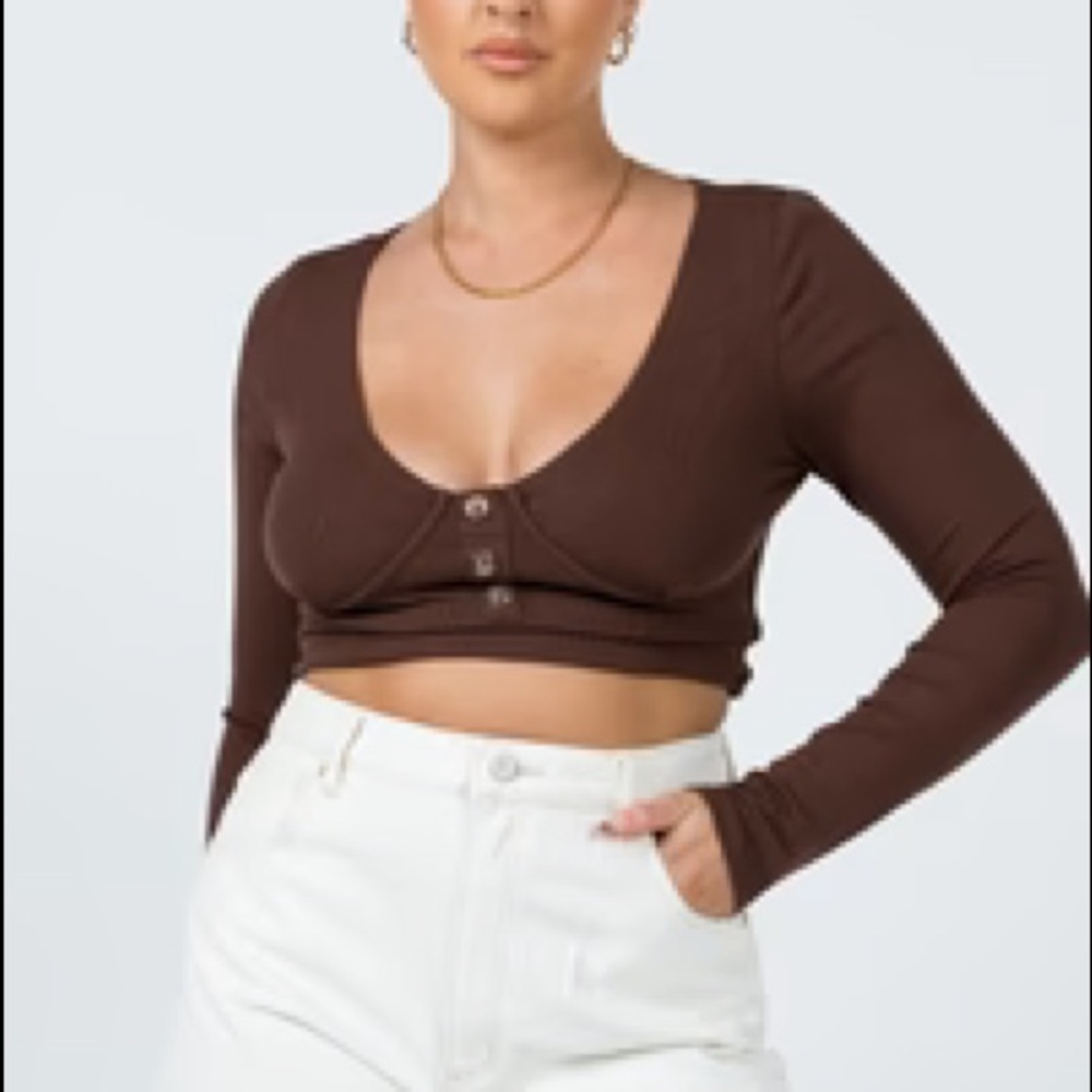 Princess Polly Monty Brown Long Sleeve Top - Picture 1 of 1